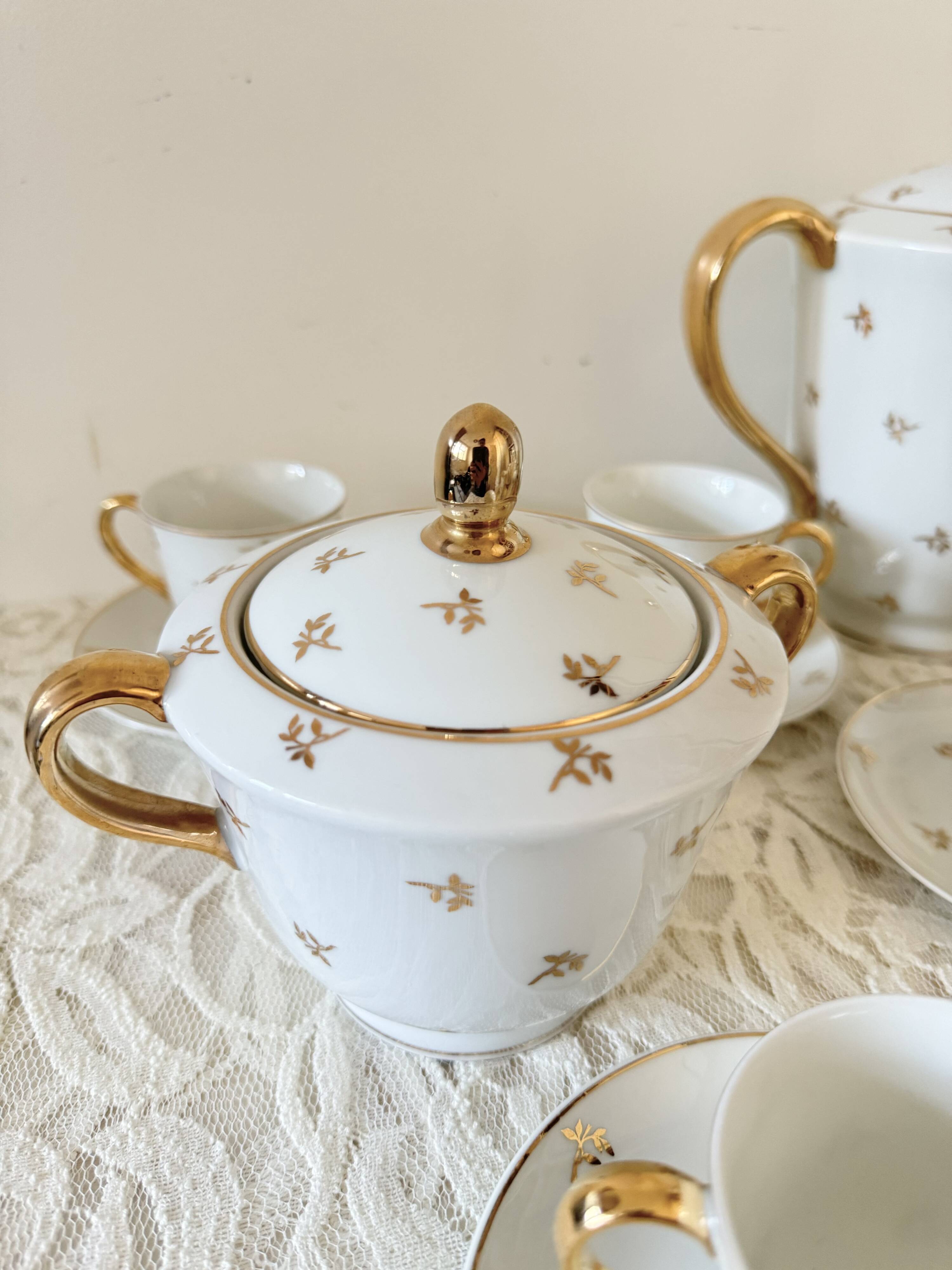 Vintage Limoges porcelain gold coffee set – 15 pieces