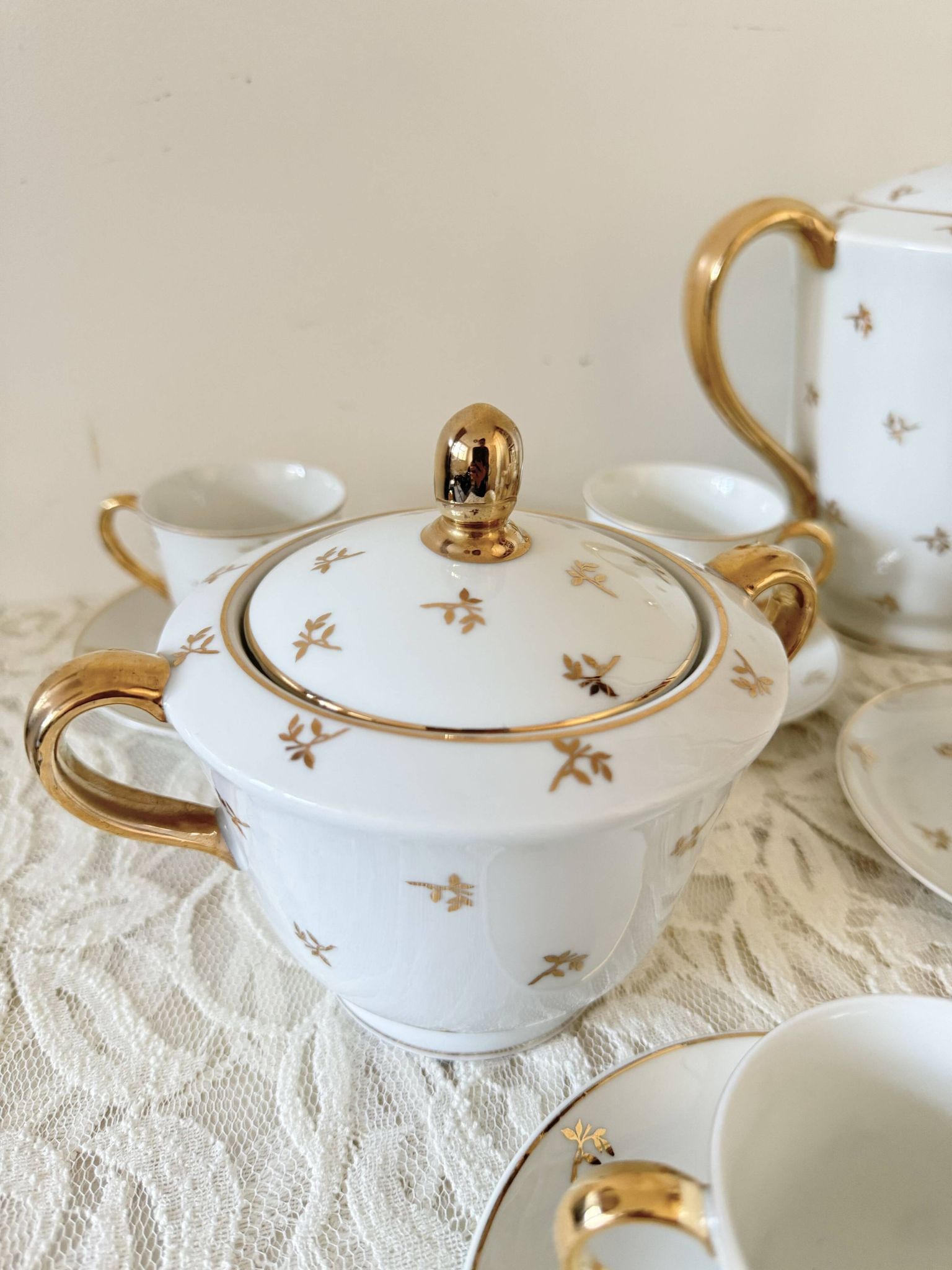 Vintage Limoges porcelain gold coffee set – 15 pieces