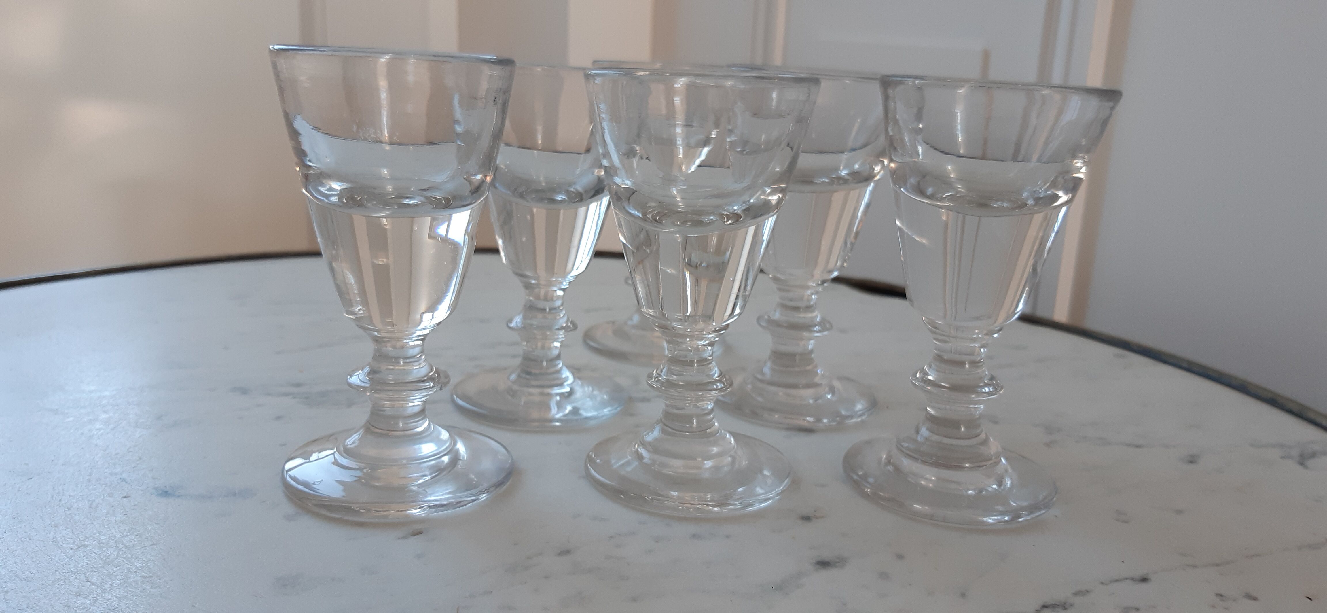 Set of 6 glasses of bar effect trompe l'oeil 30s