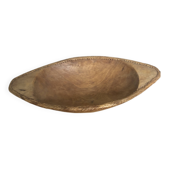 Saladier en bois et osier annees 1900