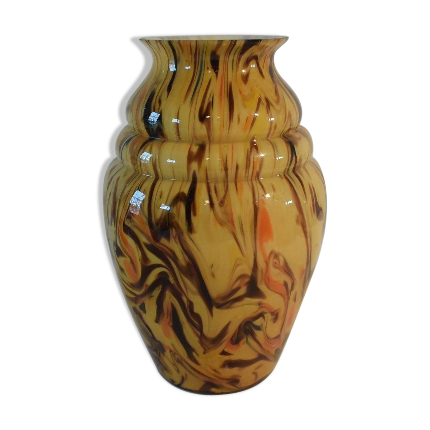 Blown and cast glass vase