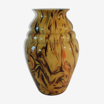Blown and cast glass vase