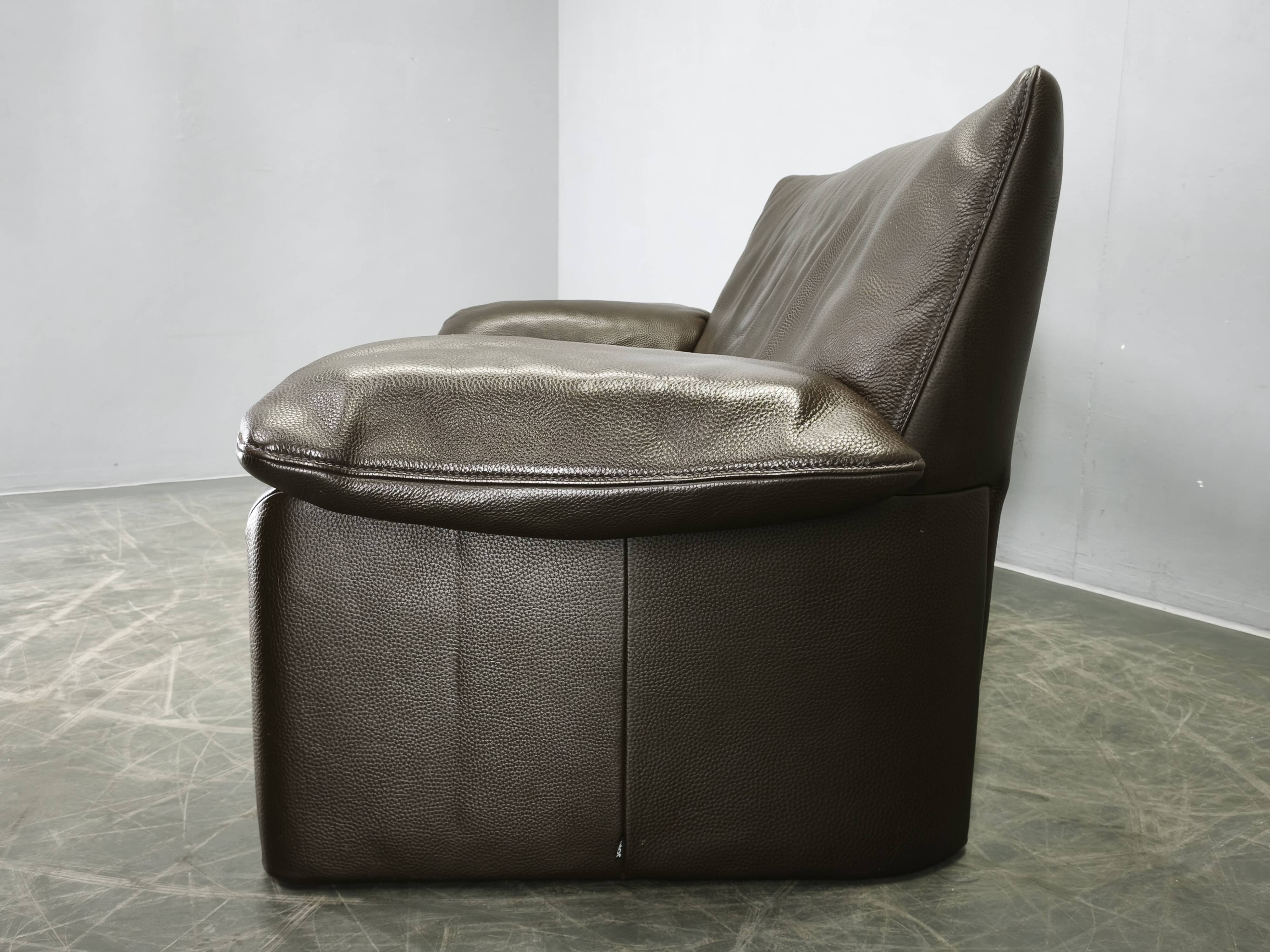 Jori Dark Brown Leather Two Seat Sofa, Belgium, 1990s