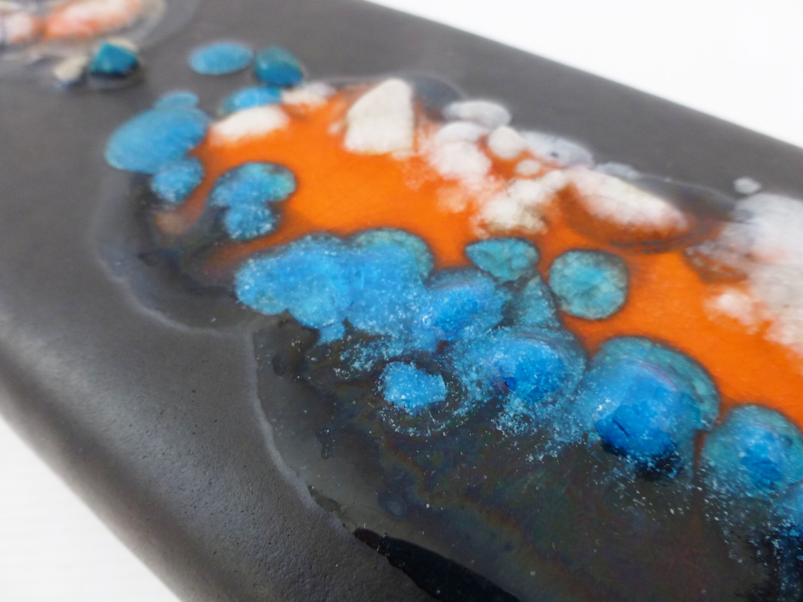 Denise Orlando: Black ceramic vase & 1950 vintage melted glass