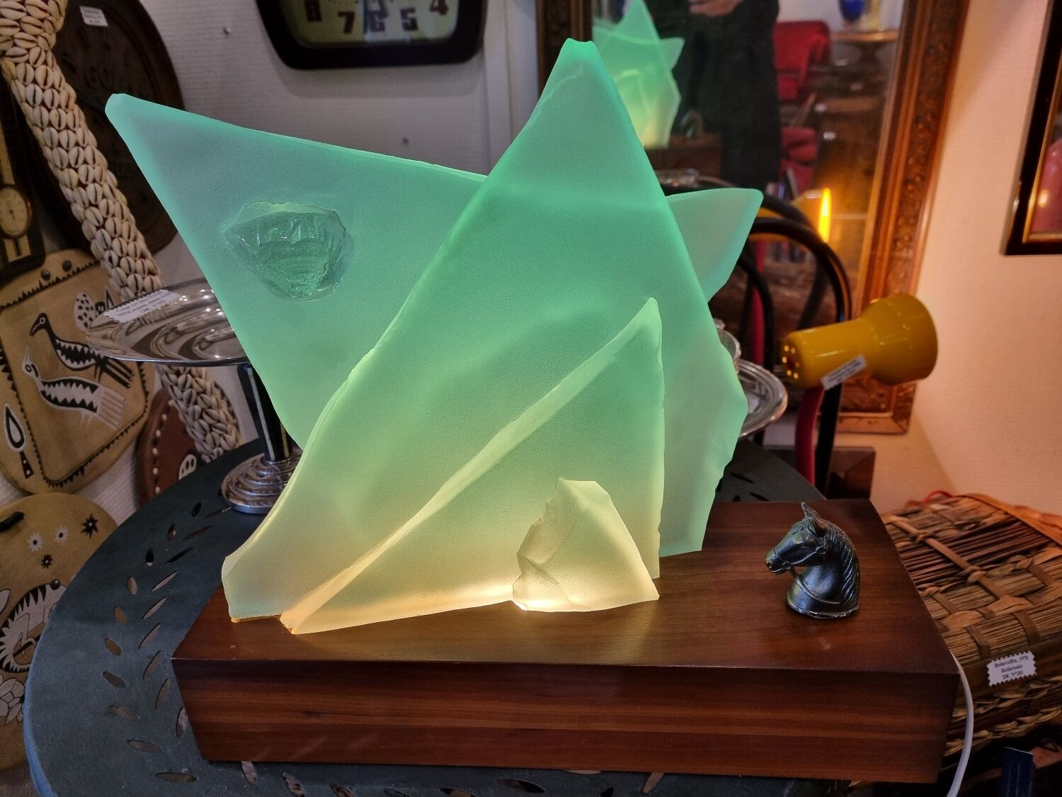 Sandblasted glass lamp for Cardin: exquisite volume