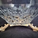 Glass centerpiece, bronze base in the shape of fish