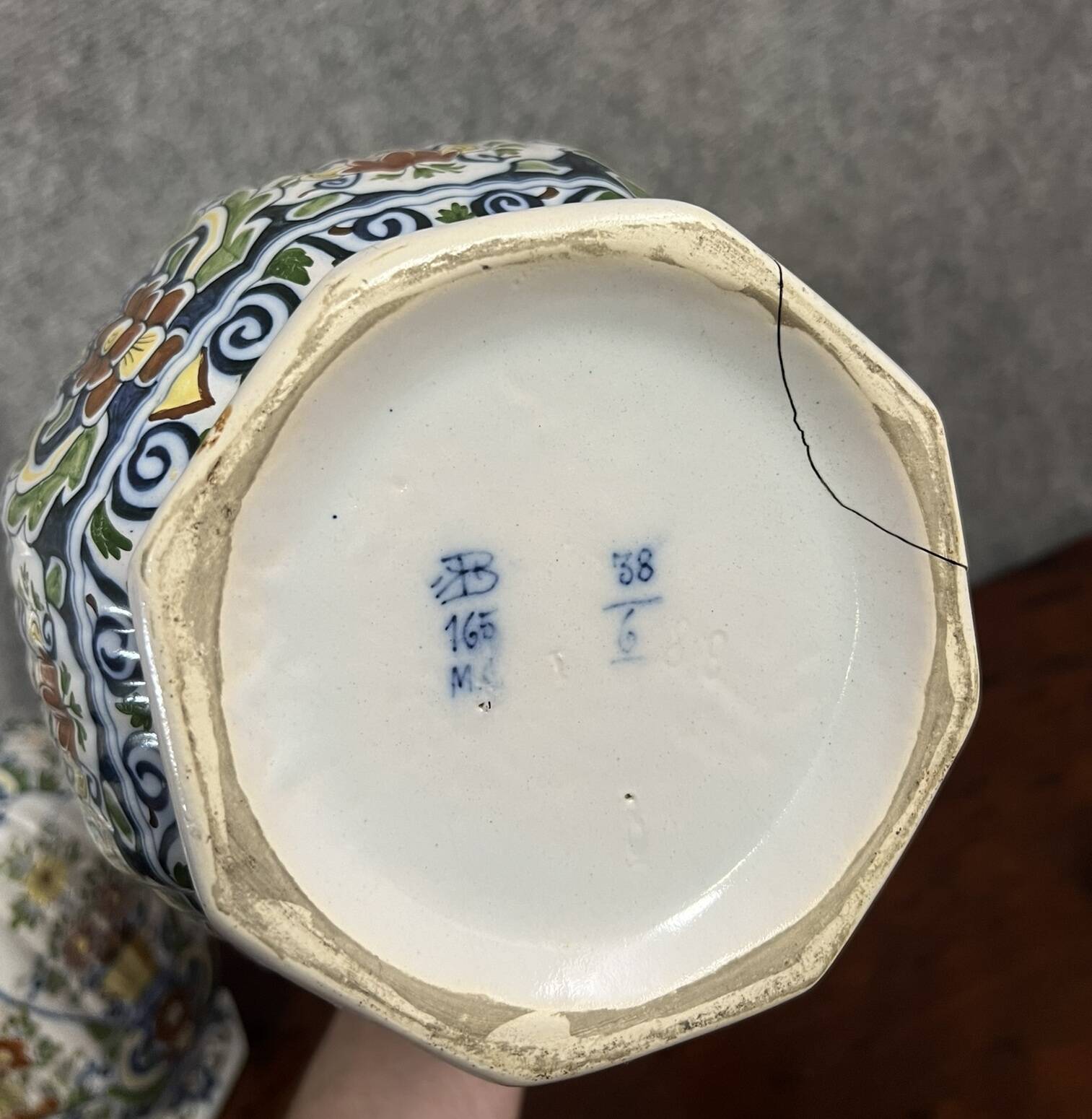 Rouen: pair of flower vases, hand painted around 1880-1900