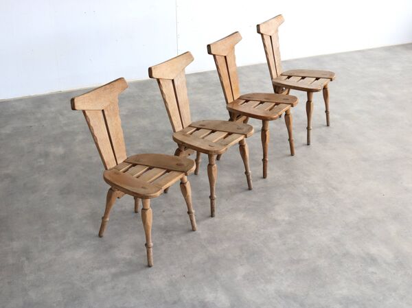 Chaises de salle à manger brutalistes   Chaises   Années 1960   Lot de 4