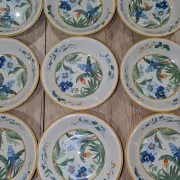 Lot 9 Deep Plates Porcelain Japan ARA S 933 Parrot & F Decor