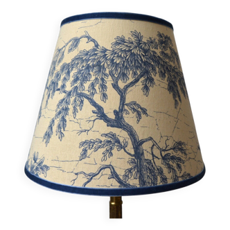 Jouy fabric lampshade, blue, tree pattern, leaves