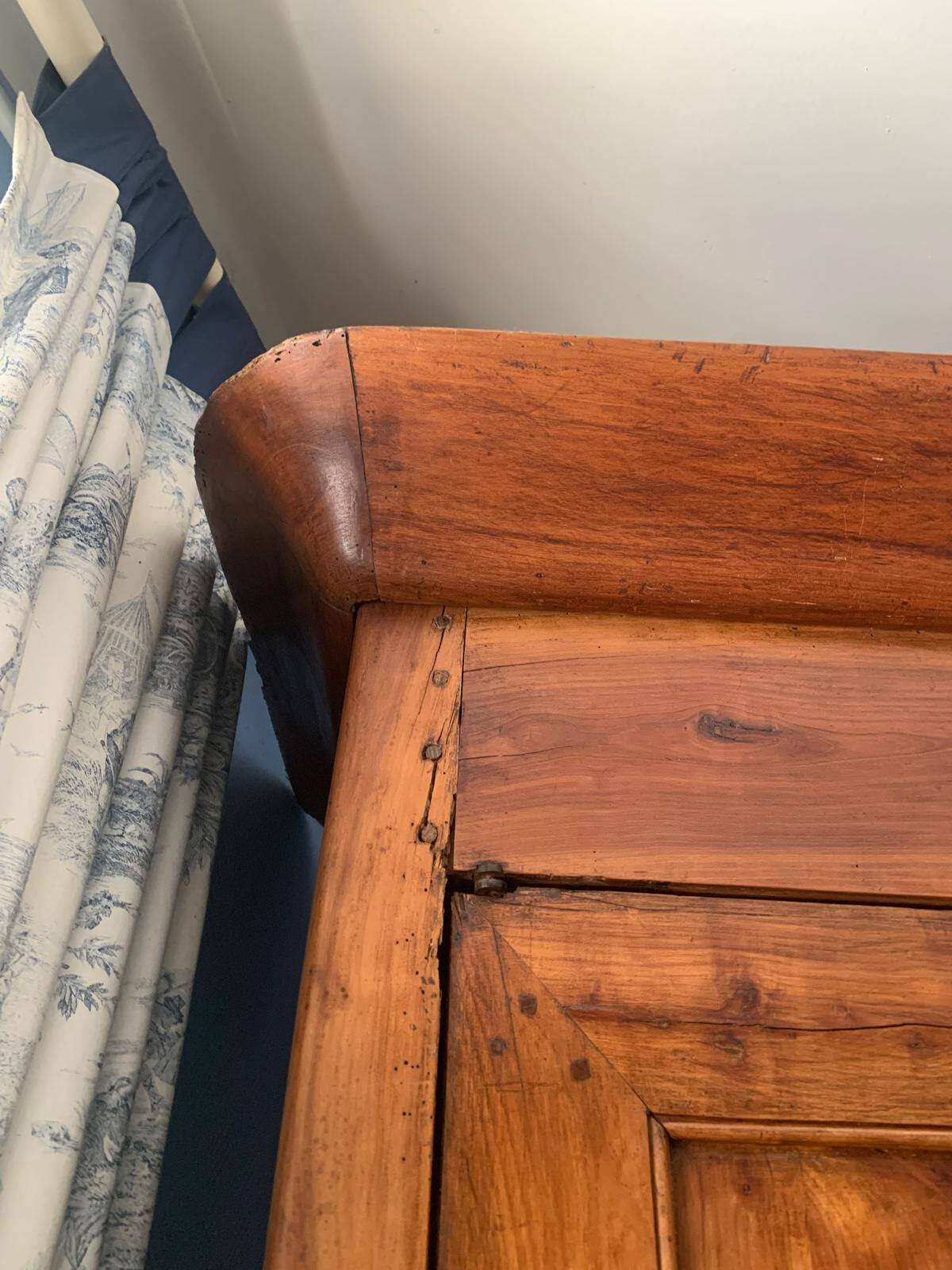 Large solid cherry wood wardrobe with ivory hardware