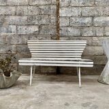 Old vintage garden bench with 2 wooden place, 1950s
