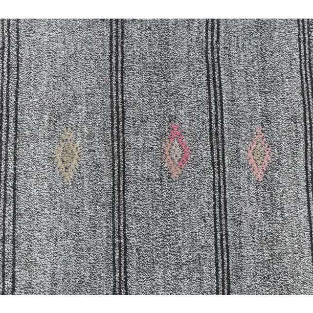 1970s Grey Natural Turkish Hand-Knotted Runner Rug 79x270