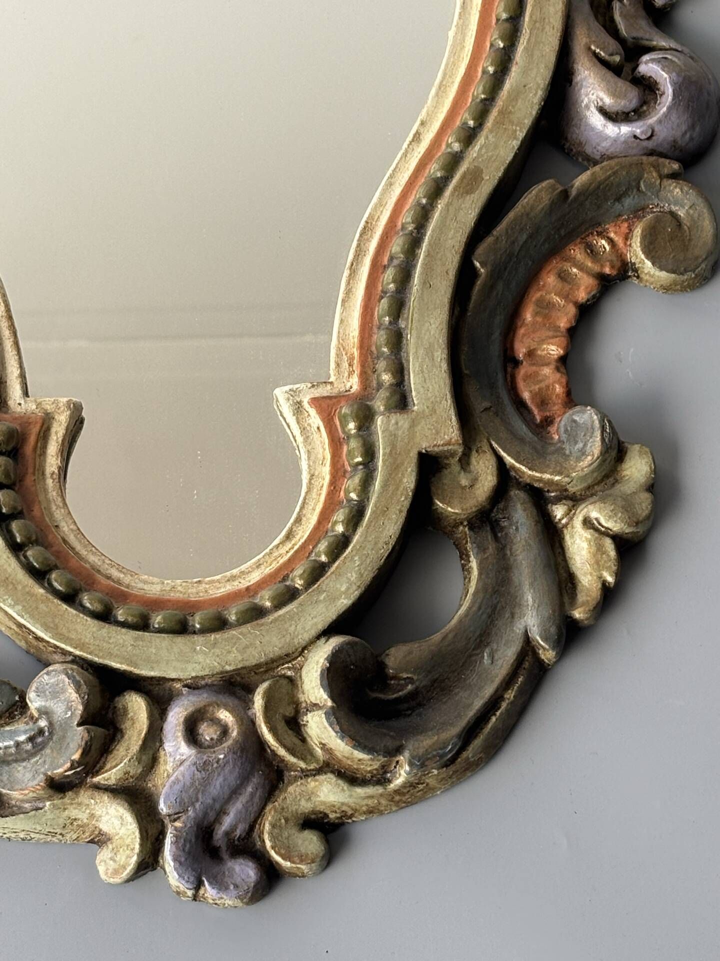 Miroir florentin vintage polychrome – Italie, années 1950