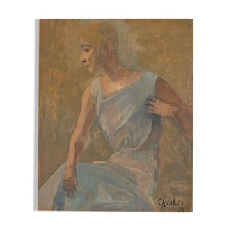 Female Study, Oil on wooden Plate. 24 x 30 cm