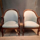 Pair of swan neck gondola armchairs
