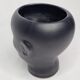 Anthropomorphic pot cover in matt black glazed ceramic, 80s