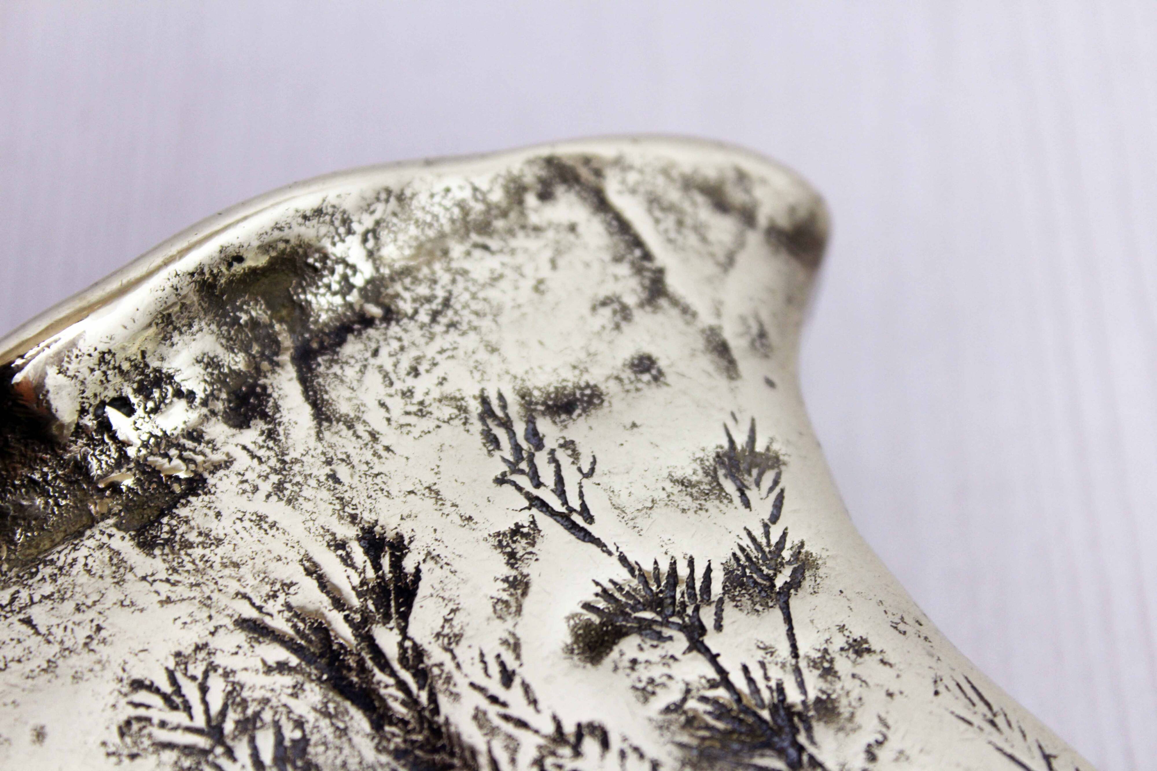 Mid-century bronze or brass vase with herbarium decoration