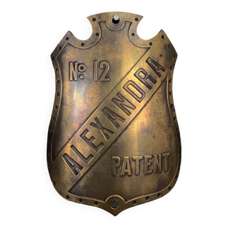 Plaque publicitaire de machine outil bronze laiton Alexandra Patent N° 12