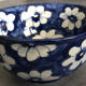 Vintage cup bowl in earthenware with blue floral paint décor - 18.5 cm