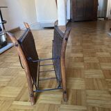 Magazine rack or log holder in wood and wicker
