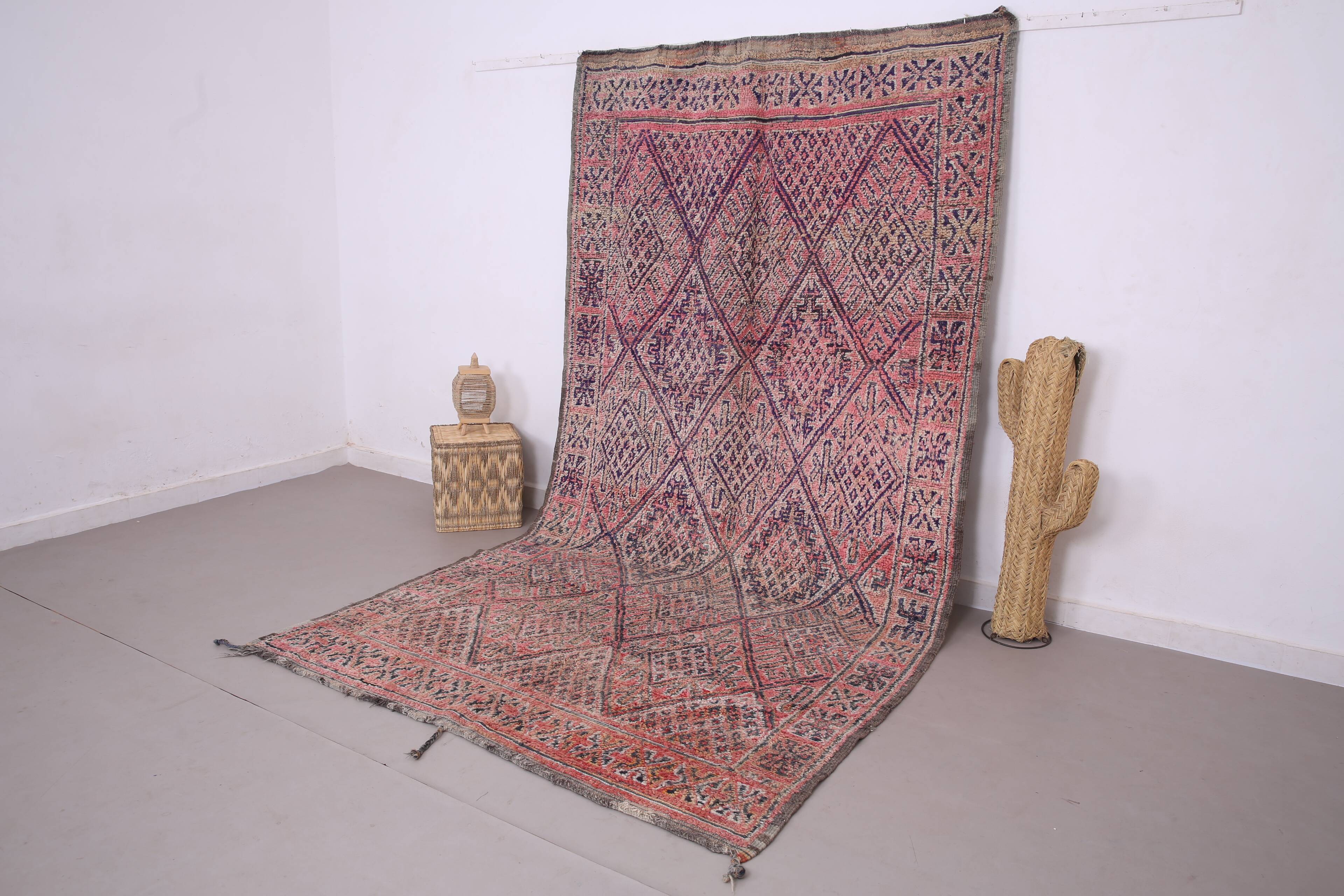 Pink Vintage Beni mguild Rug 185 x 348 cm - Berber Wool Rug - Moroccan Rug
