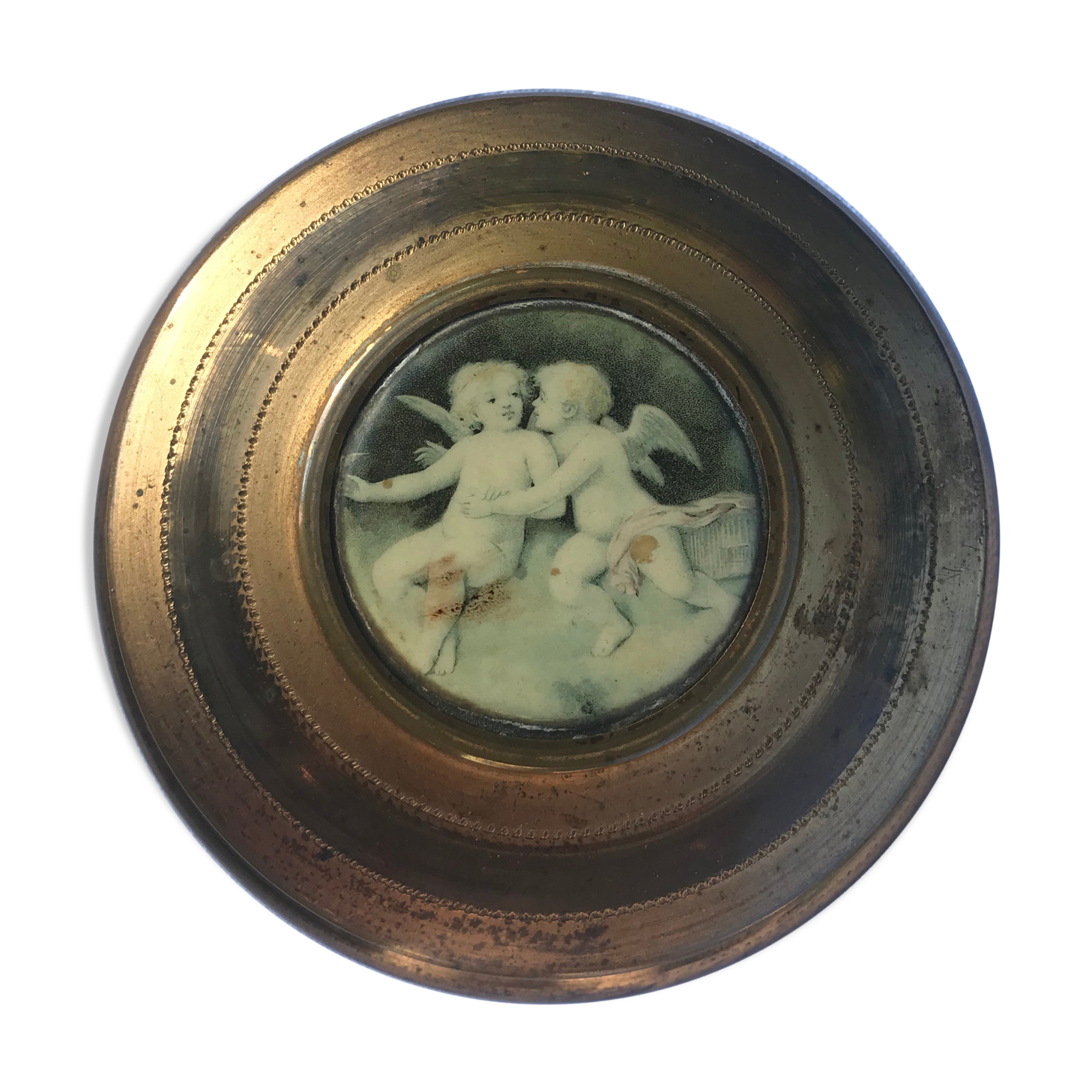 Small brass box decorated with angels