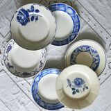 Old flat plates mismatched in earthenware