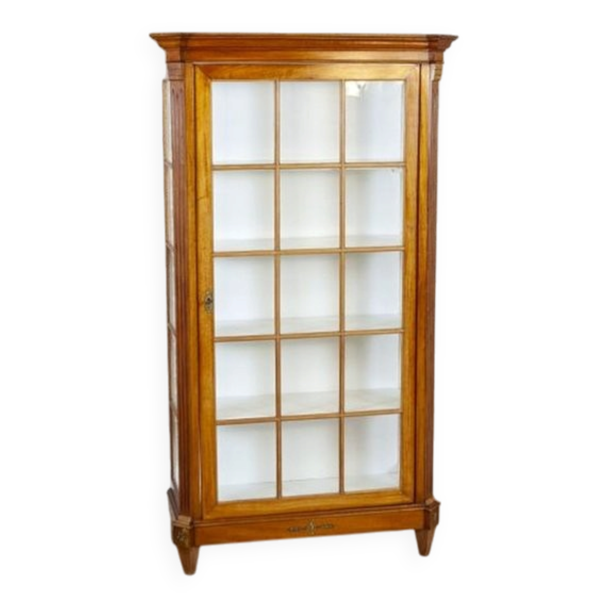 Mid-20th Century Single-Leaf Beech Display Cabinet, 1940s