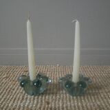 Pair of handcrafted blown glass candlesticks candelabra candlesticks crafts