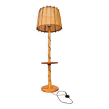 Louis Sognot vintage bamboo rattan floor lamp