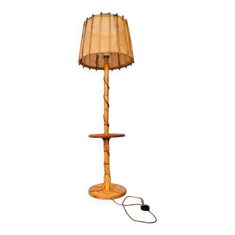 Louis Sognot vintage bamboo rattan floor lamp
