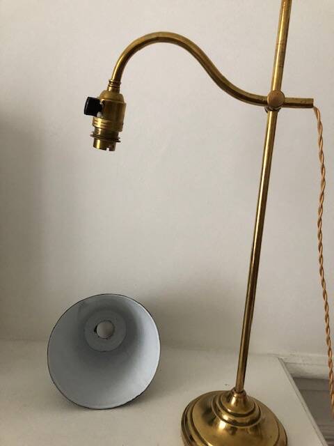 Old desk lamp, brass workshop