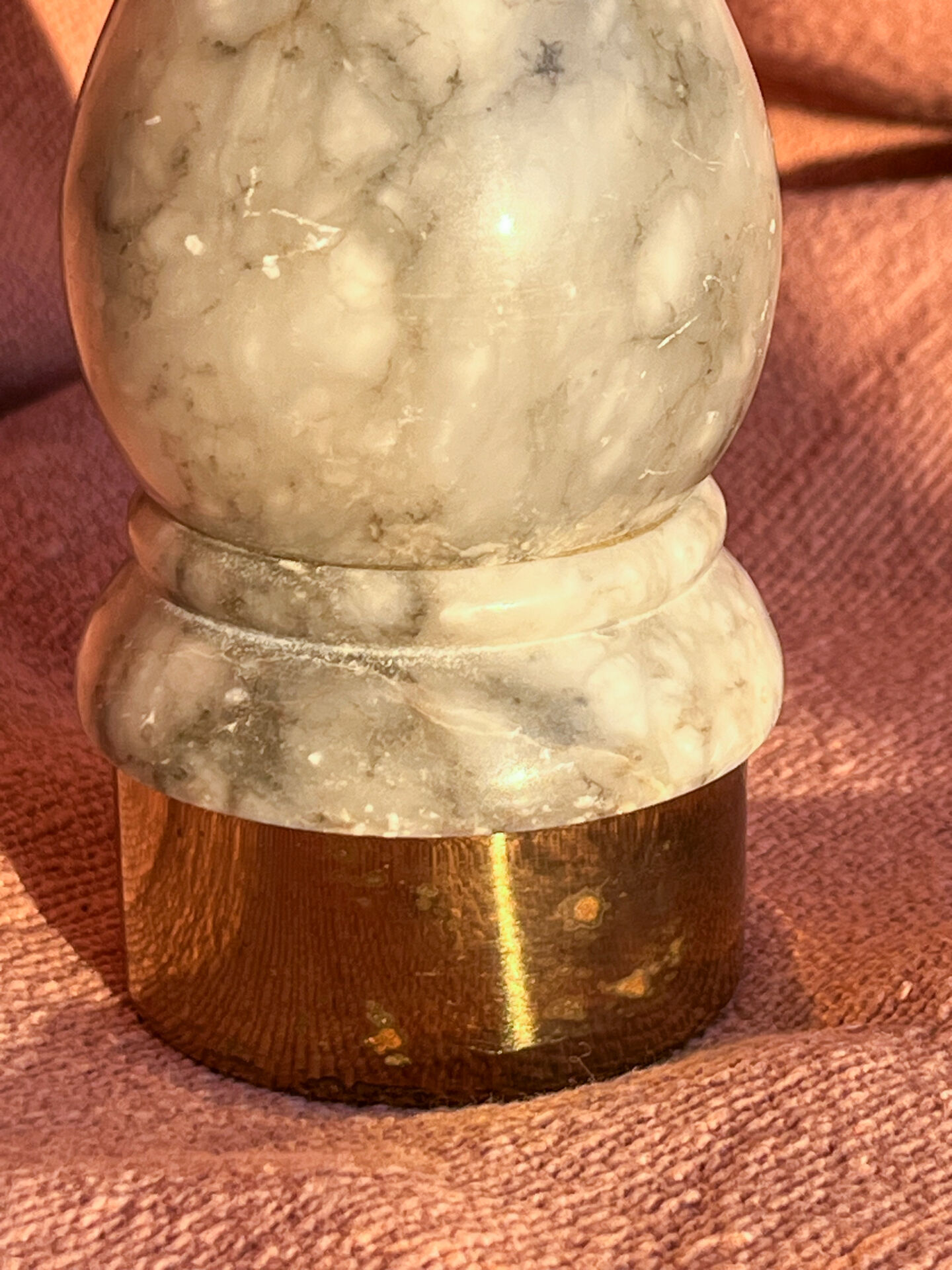 pepper mill, Italian, stone and brass, 1960s