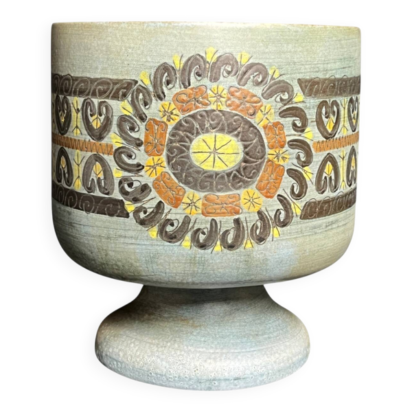 Vallauris, vase cache pot faïence polychrome Jean Lespinasse vers 1960 — Beyit