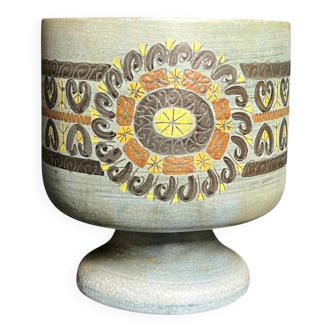Vallauris, polychrome earthenware cache pot vase by Jean Lespinasse circa 1960