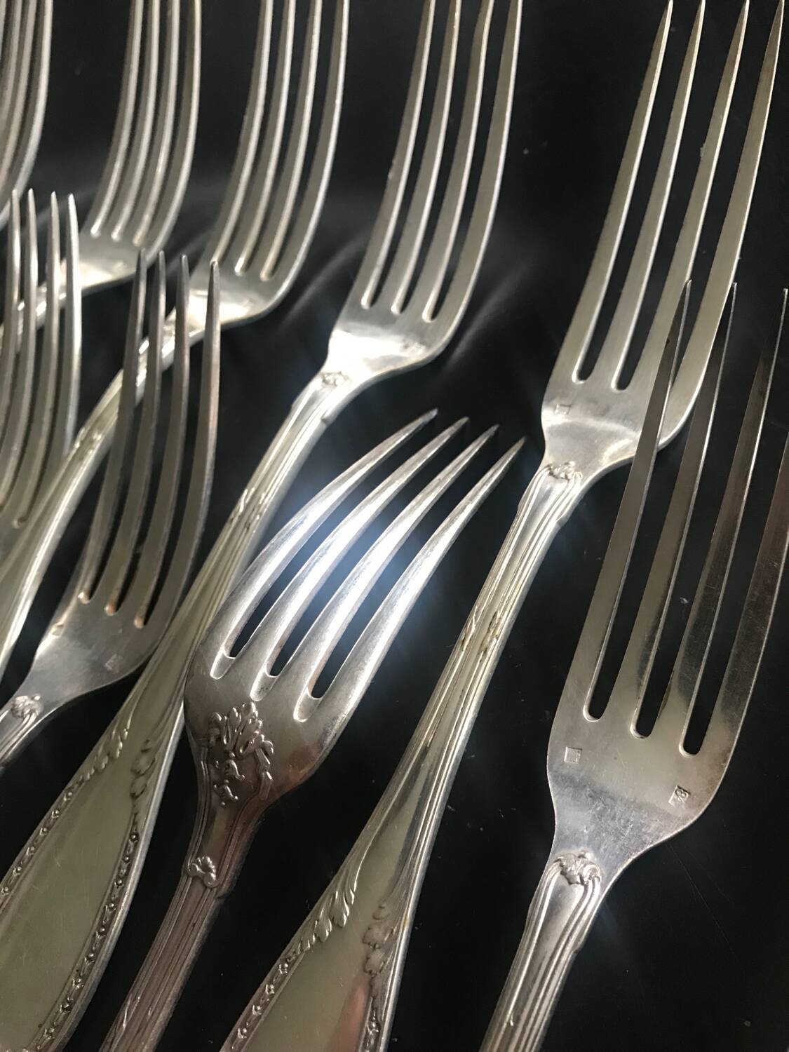 12 table forks - silver metal