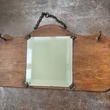 Antique hat rack/coat hook with beveled mirror