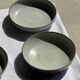 Set of 7 handmade grey glazed ceramic deep plates D18.5 H5.