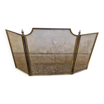 Vintage brass fire screen