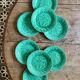 Set of 8 vintage green faience dessert plates, majolica.