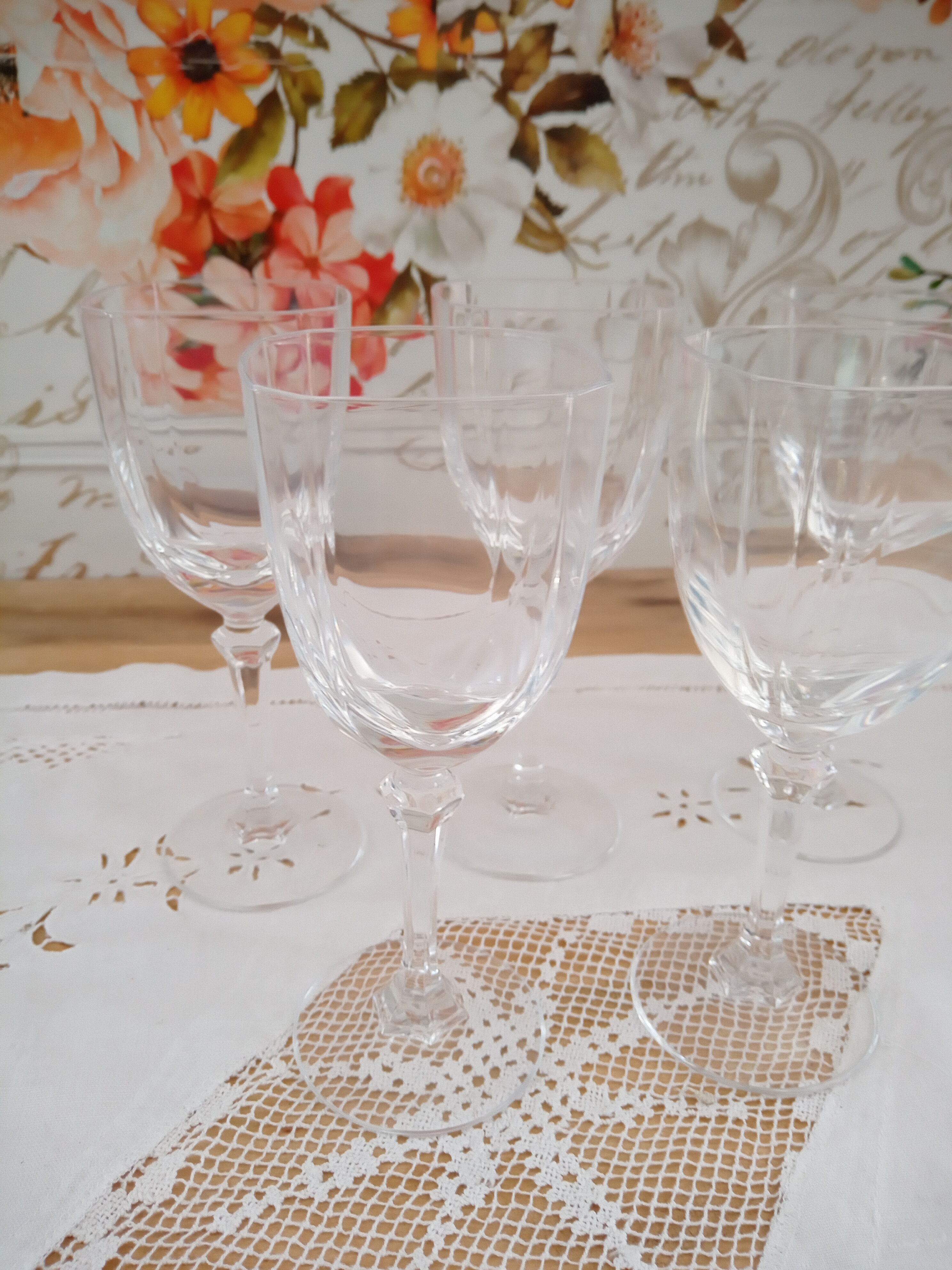 Lot de 5 verres à vin en cristal style art déco