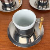 Espresso cups and saucers from the Italian postmodern Lavazza Oro series by Balzano, 1980s, set of 7.