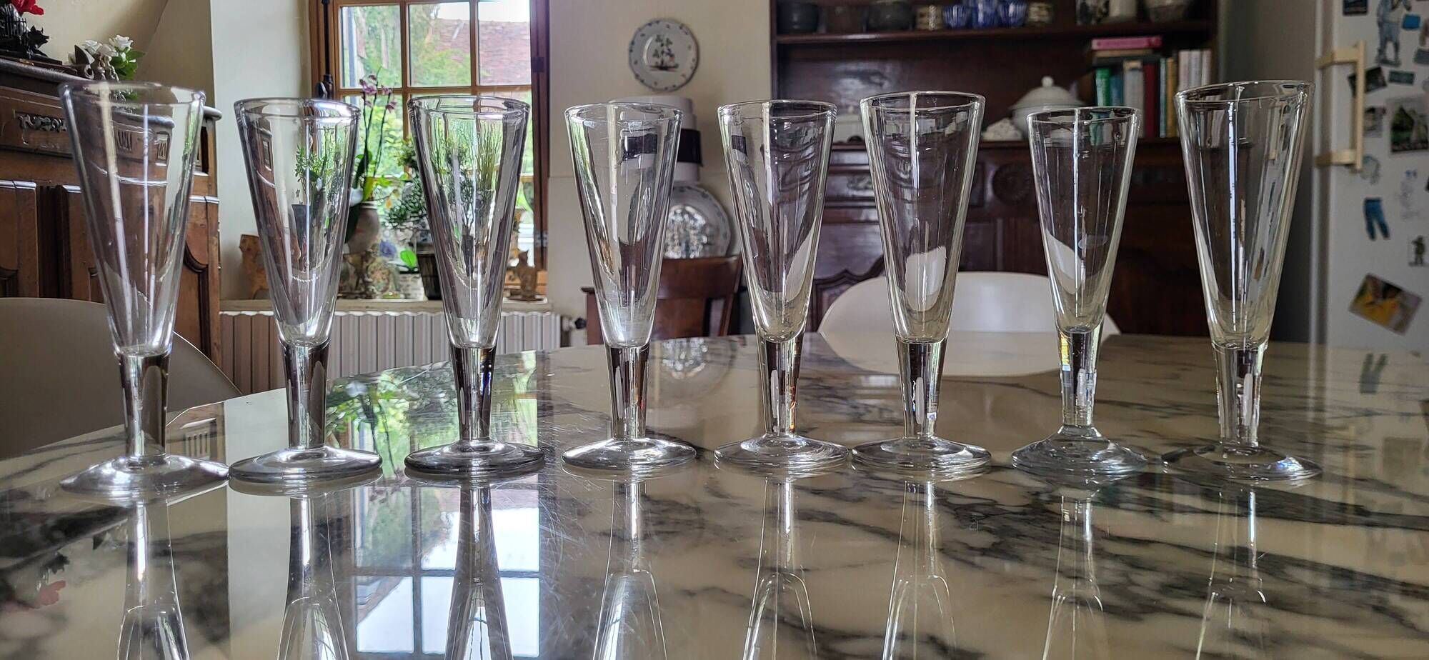 8 flûtes à champagne en cristal - XIXème
