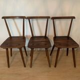 Set of 6 brutalist wooden chairs