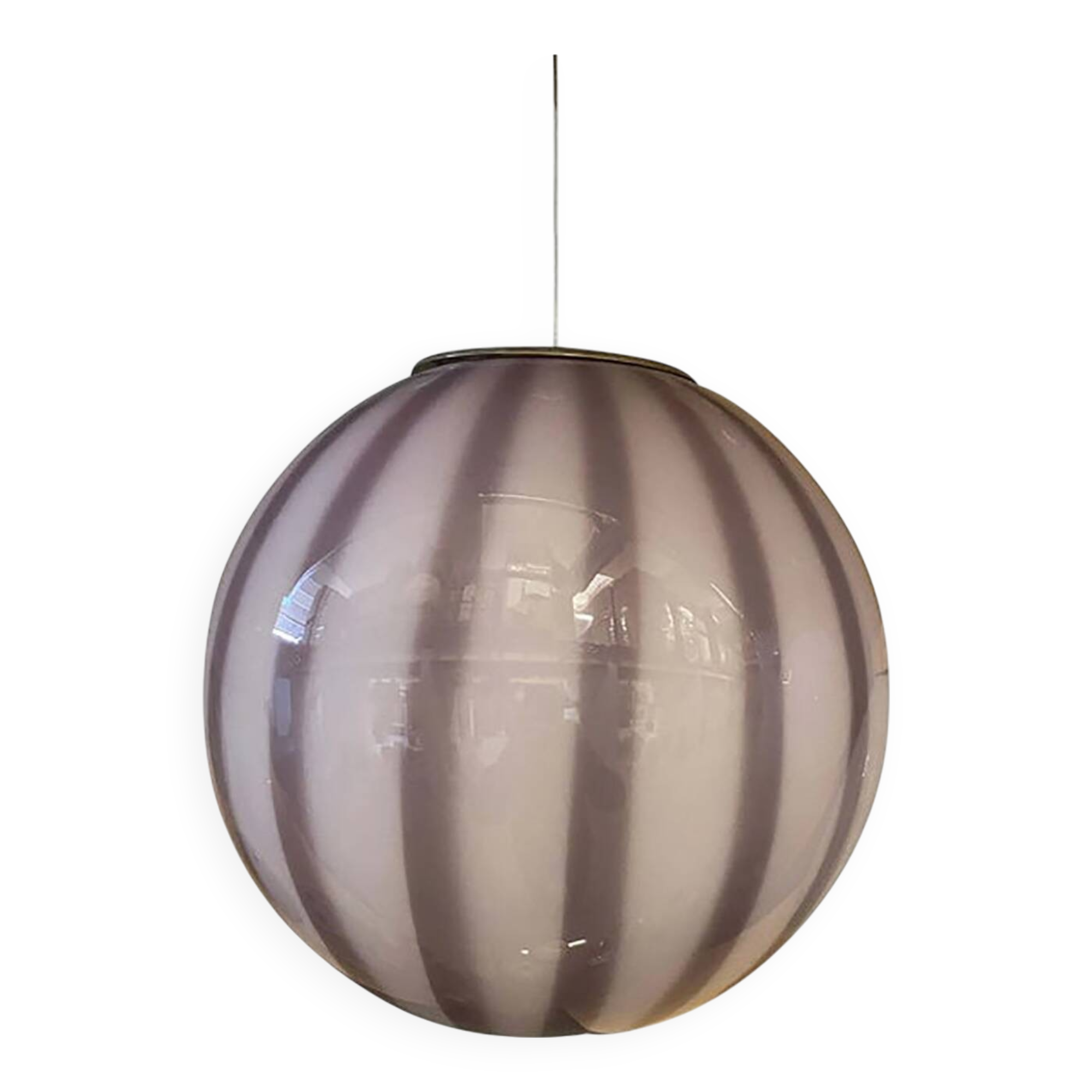 Contemporary Violet and White/Gray Sphere Pendant in Glass