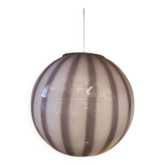 Contemporary Violet and White/Gray Sphere Pendant in Glass