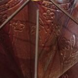 Old copper umbrella holder vintage handle dog head