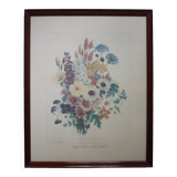 Framed Vilmorin lithograph, bouquet No 7, 1857, E. Champin