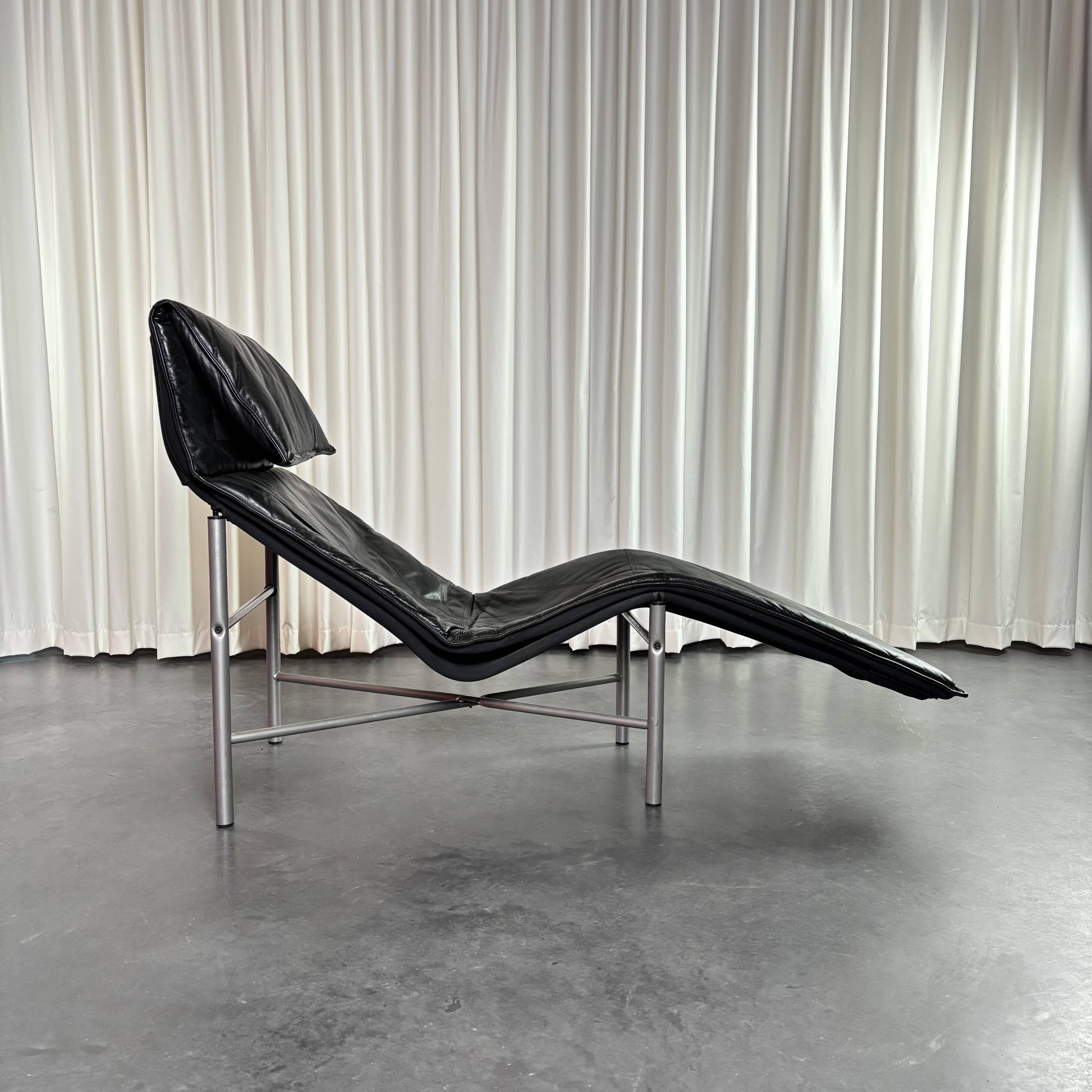 Chaise Longue Skye en Cuir Noir par Tord Björklund pour Ikea, Suède, 1980